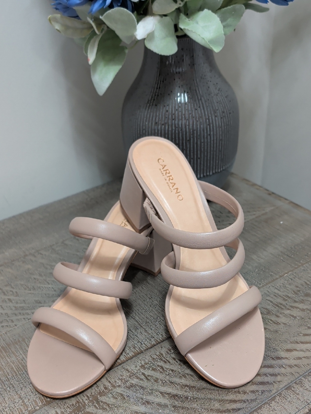 Carrano Triple Strap Slip On Heel
